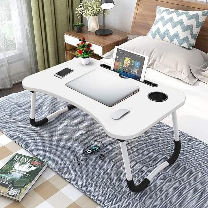 FOLDING LAPTOP STAND HOLDER & STUDY TABLE DESK FOR BED WHITE COLOR